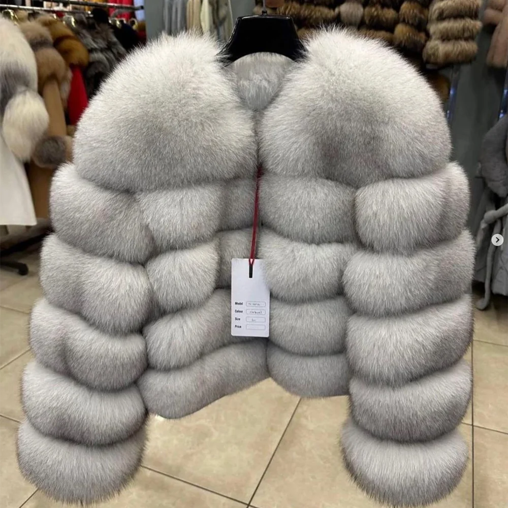 QUEENTINA Fox Fur Coat Real Winter Women'S New Fashion Furry 2025 Leather And Skin White Clothing Natural New In Coats & Jackets