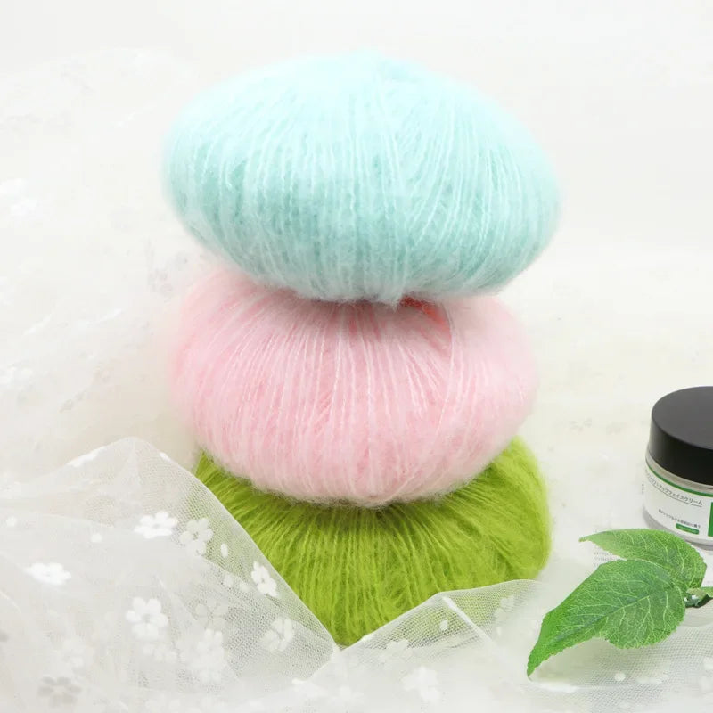 25g Worsted Natural Soft Silk Fine Wool Mohair Yarn Skein Baby Organic Crochet Hand Knitting Sewing Thread Scarf Shawl
