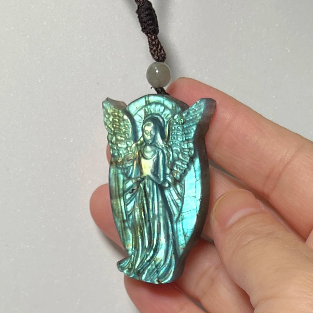 Necklace Pendant Natural Stone Irregular Shape Bead Blue Green Orange Labradorite Pendant for Women Men Jewelry 1Pcs