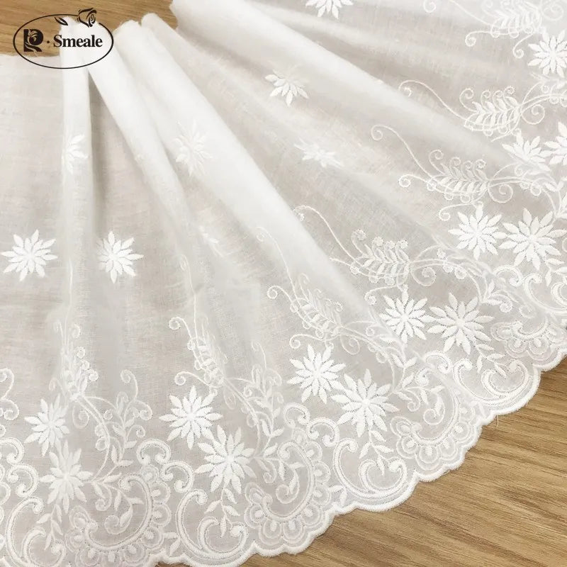 Lace Openwork Cotton Cloth, Embroidery Cloth, Exquisite, Off White, DIY Clothing Accessories, Curtains Width 26cm, 5Yards/Lot