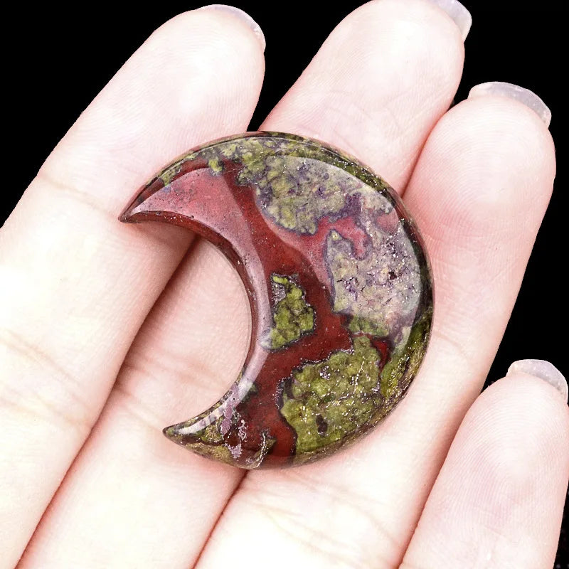 1PC Moon Shaped Natural Stones Healing Reiki Crystal 30mm Carved Gemstones for Meditation Balancing  Home Decor