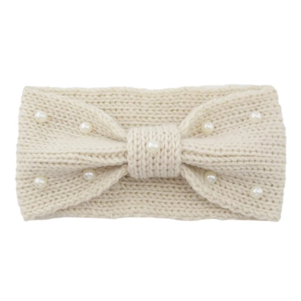 New Bowknot Pearl Headbands for Woman Solid Wash Face Hairband Elastic Sports Yoga Headwear Girls Hair Band Hair Accessories