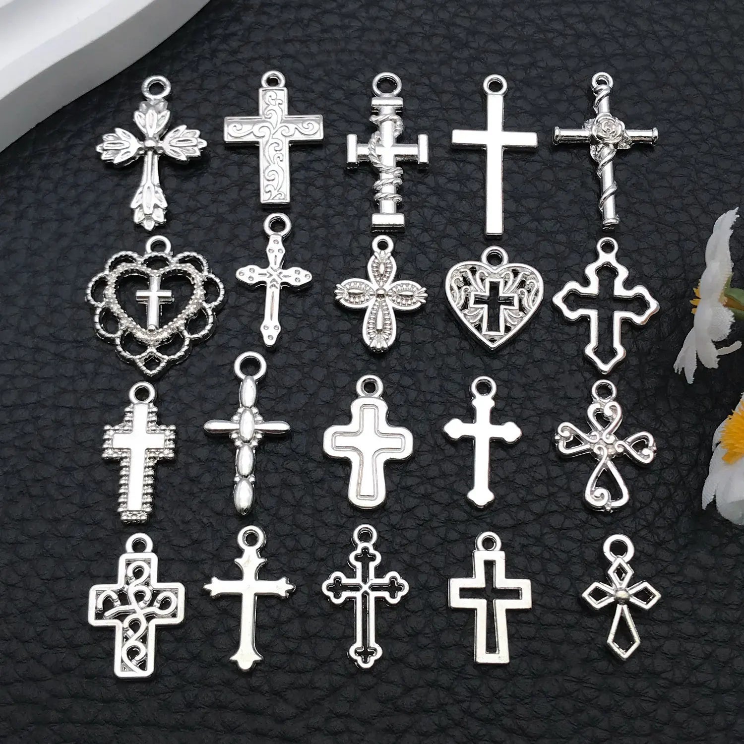 20 Styles Antique Silver Crosses - Perfect for Handmade Jewelry like Necklaces, Bracelets & Earrings"