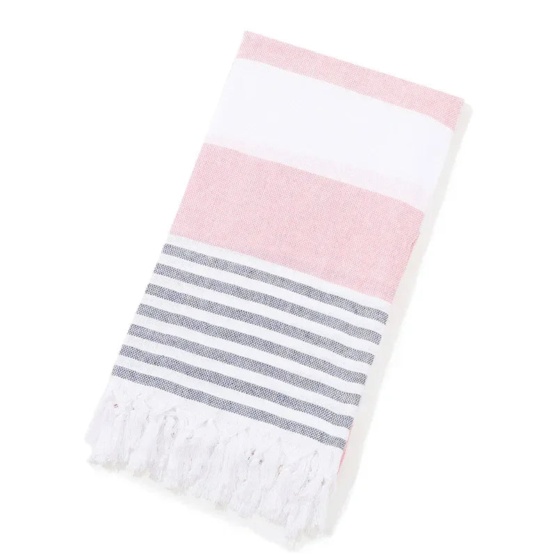 Cotton and Linen Striped Quick-drying Shawl European and American Popular Yarn-dyed Cotton Turkish Beach Towel with Tassels