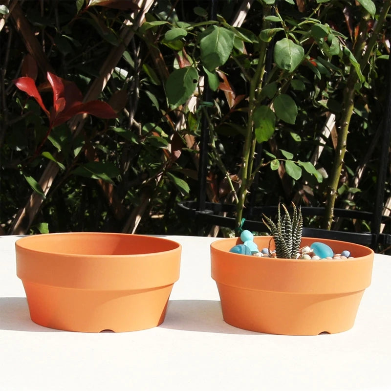 Gardening Supplies Imitation Terracotta Pot/Tray for Plants Flower Bonsai Cactus Round Plant Pot/Tray with Drainage Hole B03E