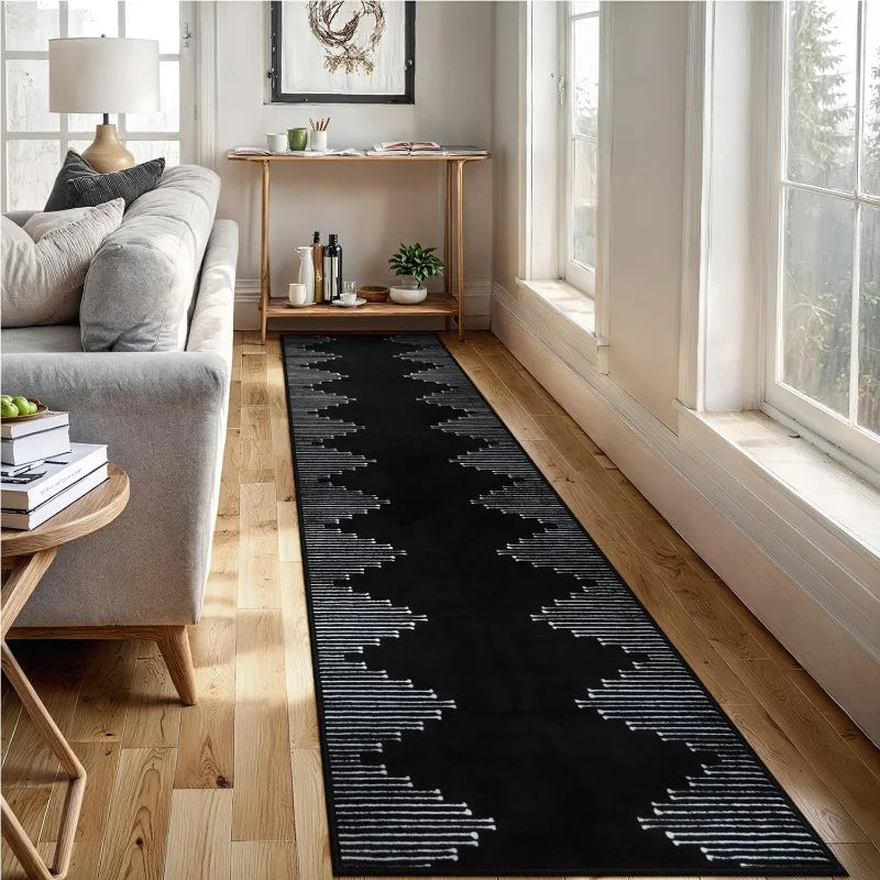 Long Rug for Hallway Home Black Corridor Nonslip Soft Carpet Dirt-resistance Machine Washable Kitchen Floor Mat Ковер Tapis 러그