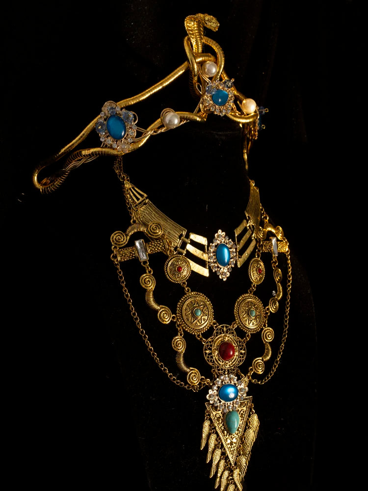 Cos Egyptian Headdress Pharaoh's Favorite Metal Props Cos Daughter's Headwear Necklace Avril Cosplay Photography Accessories