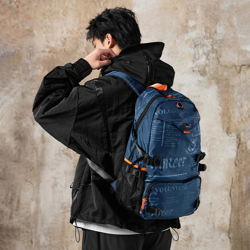 VOLUNTEER Travel Backpacks Men Fashion Hiking Sports Waterproof College Backpack Man Commuter Light Weight Oxford Bag 1518-03A