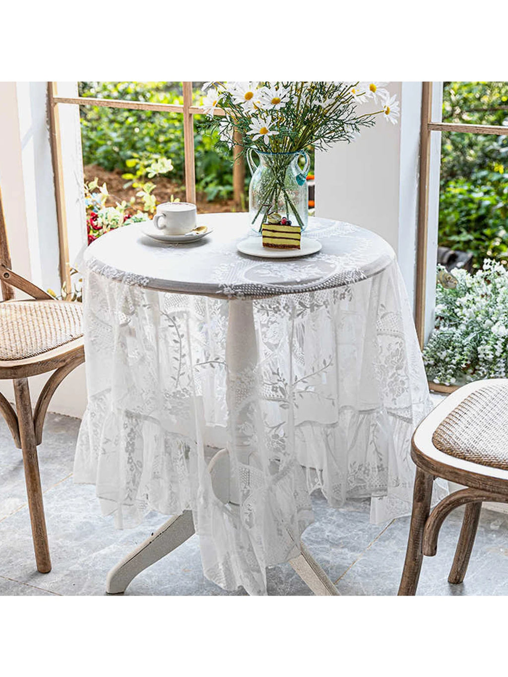 Lace Table Cloth Retro Mesh Tablecloth White Rectangle Table Cover Wedding Party Decor Picnic Cloth Background Cloth