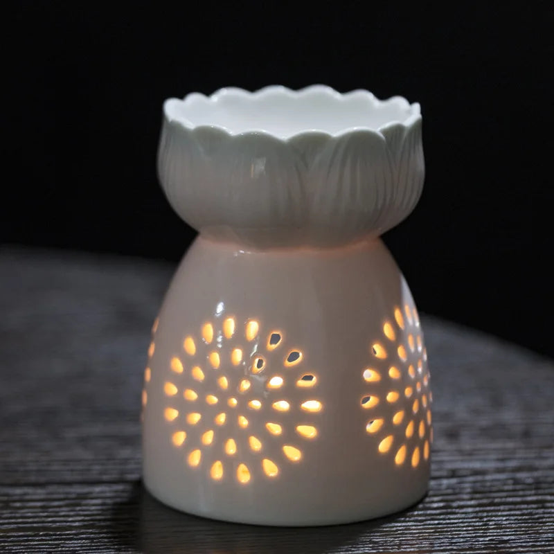 Ceramic Essential Oil Diffuser Retro Aromatherapy Flame Bedroom Living Room Decor Relaxation Gift for Home Romantic Lighting