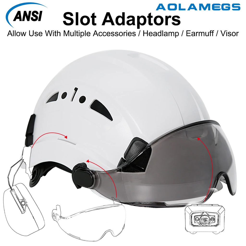 CE Safety Hard Hat with Visor Adjustable Vents Work Cap Head Protective Safety Helmet with Goggles Outdoor Riding Climing Rescue