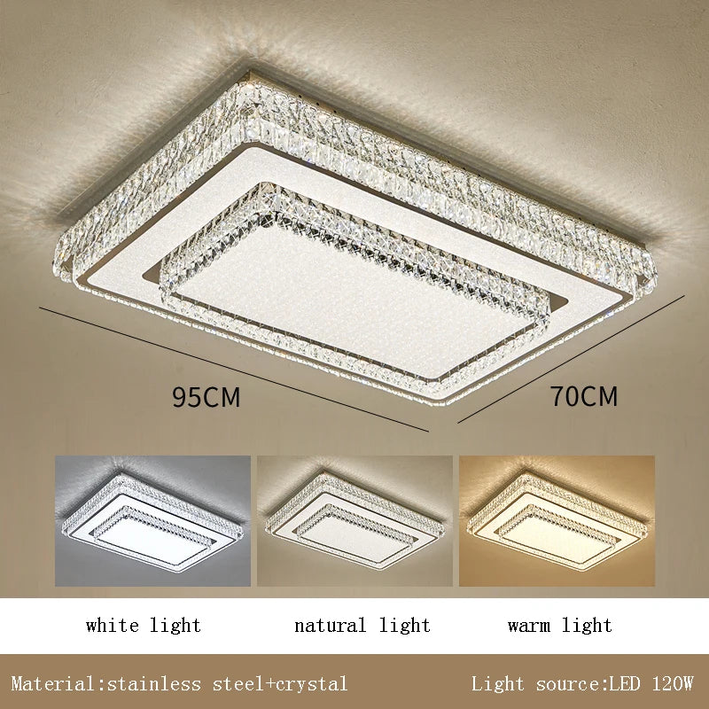 Round Crystal Led Ceiling Lamp 2024 Luxury Minimalist Lights for Bedroom Rectangle Ceiling Chandelier