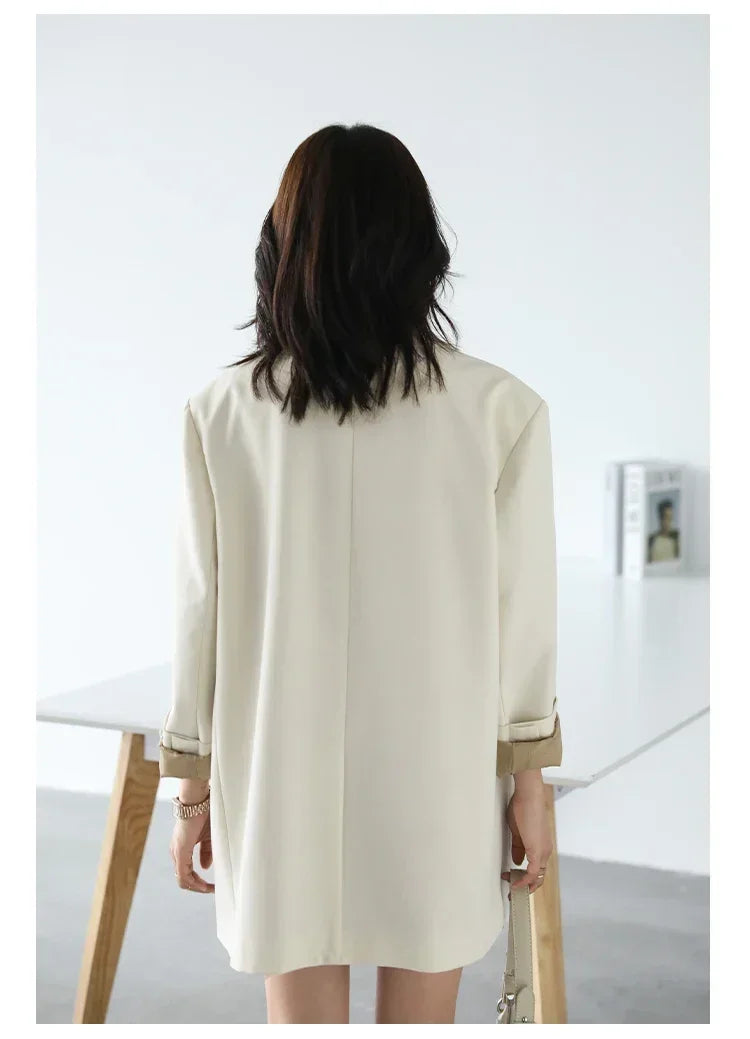 CHIC VEN Autumn New Fashion Women's Blazer Casual College Style Solid Color Office Lady Coat Long Sleeve Loose Women Clothes Top