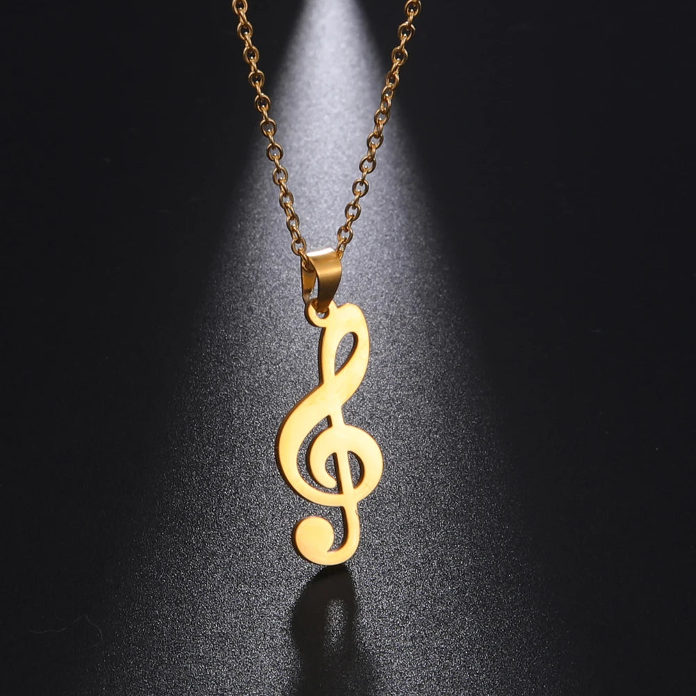 Amaxer Heart Music Note Necklace Treble Clef Music Staff Pendant Choker Clavicle Chain Artist Concert Jewelry Gift