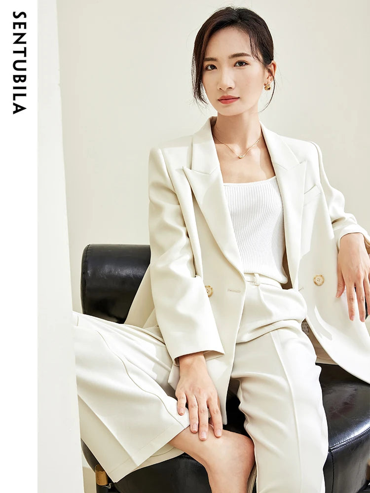 SENTUBILA Blazer Pant Suit Two Piece Set for Women Business Work Outfits 2024 Autumn Elegant Fashion Clothing Sets 133Z49975