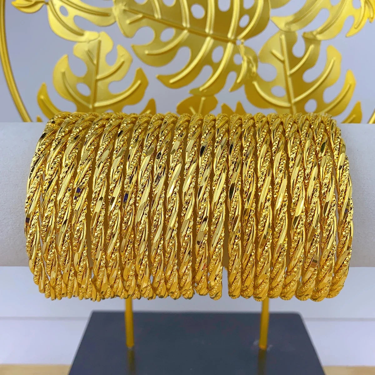 Luxury Dubai 24K Gold Color Bangle For Women African Jewellery Bracelets Brazilian Indian Wedding Designer Bracelets Gifts 62mm