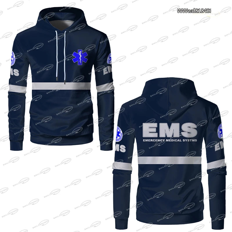 Classic Work Clothes Medical Worker Uniform Lightweight Sports Hoodie Medical Staff Cosplay Thin Oversized Printed Pullover