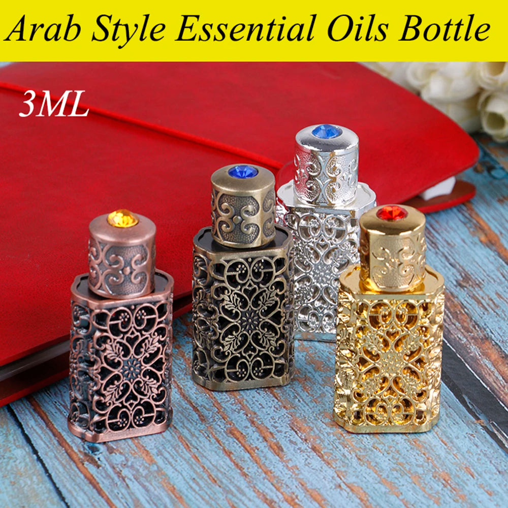 Arab Style Royal Bottle Antiqued Metal Wedding Decoration Gift Cosmetic Container Essential Oils Bottle Perfume Bottle