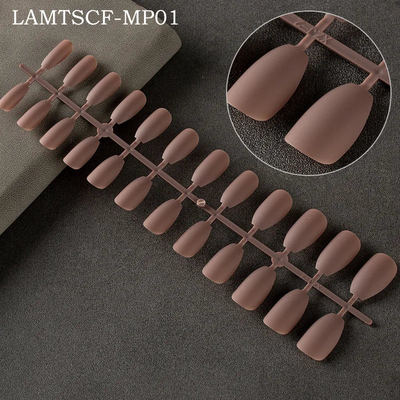 24tips/pc French White Fake Nails Matte /Glossy Detachable Long Square Natural False Press on Nails Manicure Faux Ongles