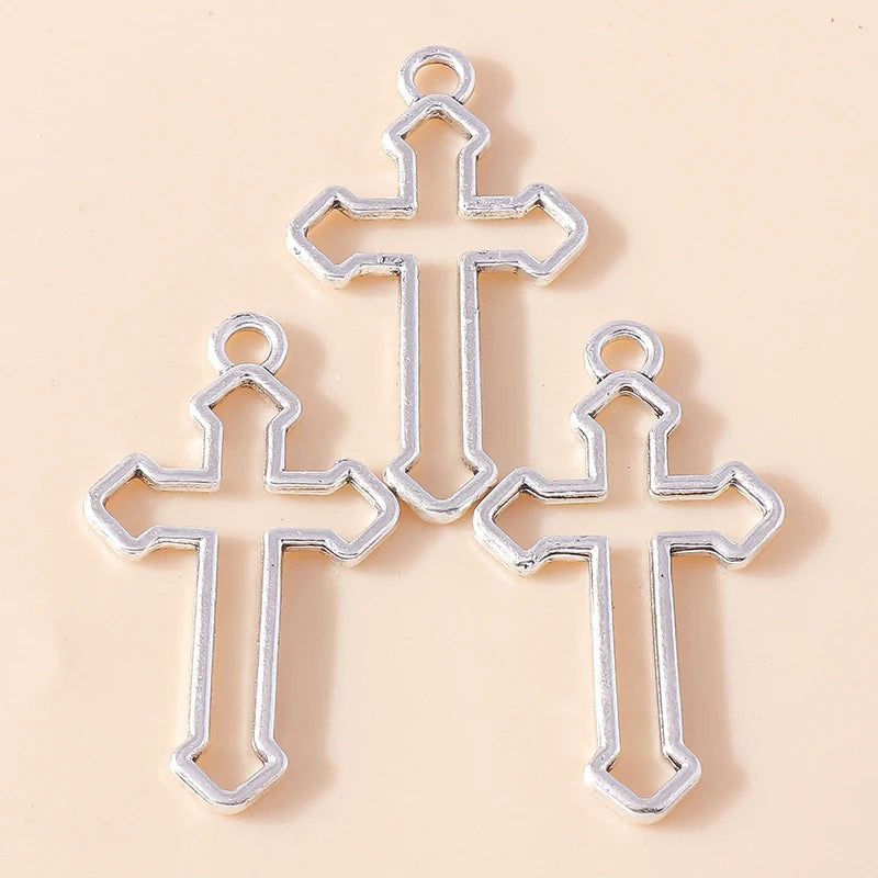 10pcs Steampunk  Crosses Charms for Jewelry Making Black Color Rose Cross Charms Pendant Necklace Keychain Diy Jewelry Findings