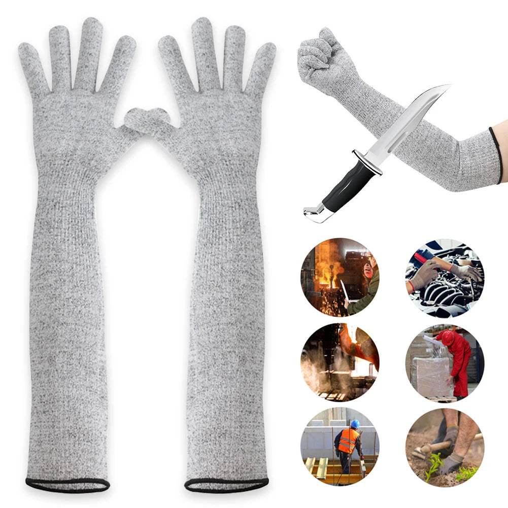 1PC Level 5 HPPE Cut Resistant Arm Sleeve Breathable Skin-friendly Food Grade Material Cut-Resistant Arm Sleeve for Outdoor Work