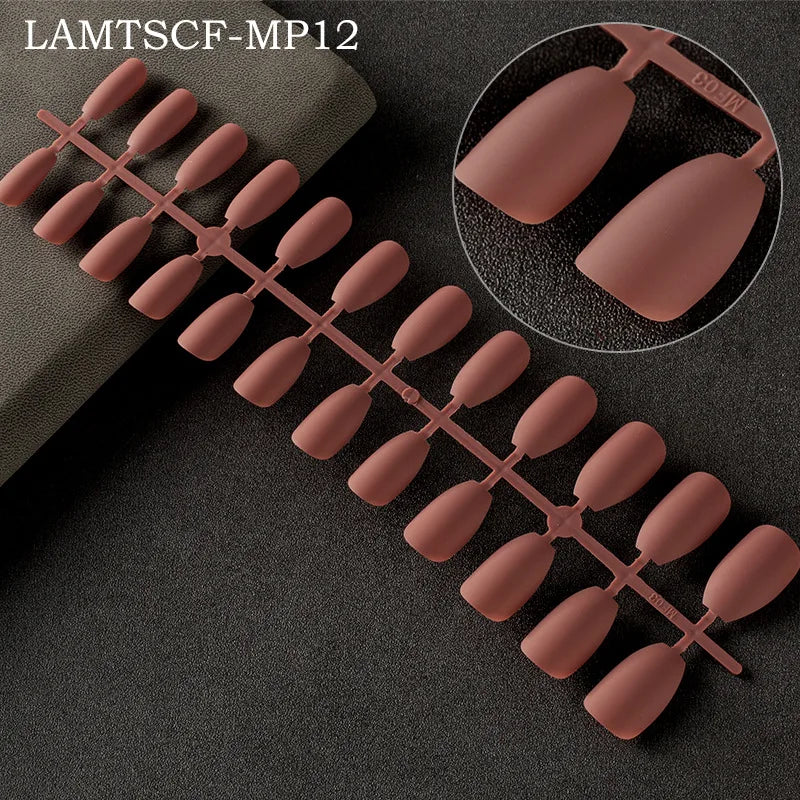 24tips/pc French White Fake Nails Matte /Glossy Detachable Long Square Natural False Press on Nails Manicure Faux Ongles