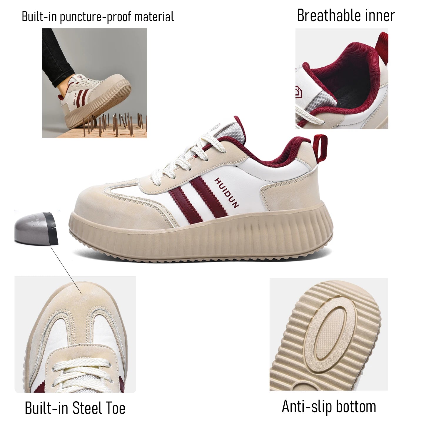 Lightweight women work Shoes Comfor safety shoes woman steel toe Sneakers Breathable Non-Slip female summer Hiking work boots