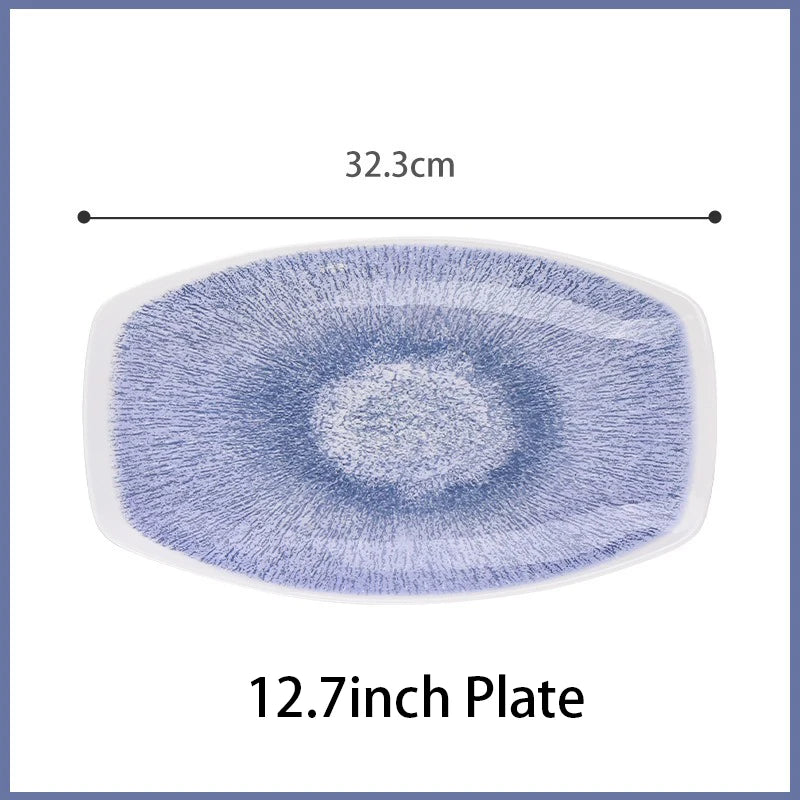Purple Pupils Pattern Ceramic Tableware Chinese Ancient Fruit Snack Plate Seasoning Dipping Bowl Butter Dish Kitchen Tableware
