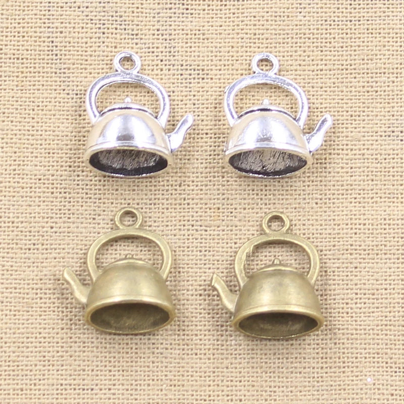 8pcs Charms Kettle Teapot 20x17x10mm Antique Making Pendant fit,Vintage Tibetan Bronze Silver color,DIY Handmade Jewelry