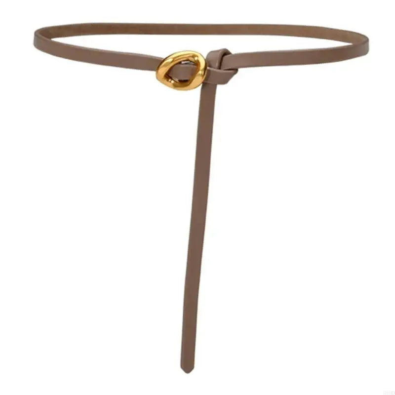 652F Selfknotted Thin Belt Aesthetic Leather Belt Waistband Decorative Skinny Belt for Shirt Dress Elegant Office Formal Belt