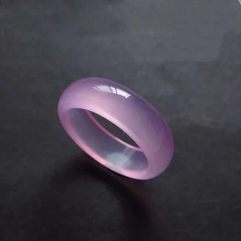 1pc Wholesale Inside Diameter 18mm Natural Chalcedony Hand-carved Jade Ring Fashion Jewelry Jade Rings in Various Colors Vintage