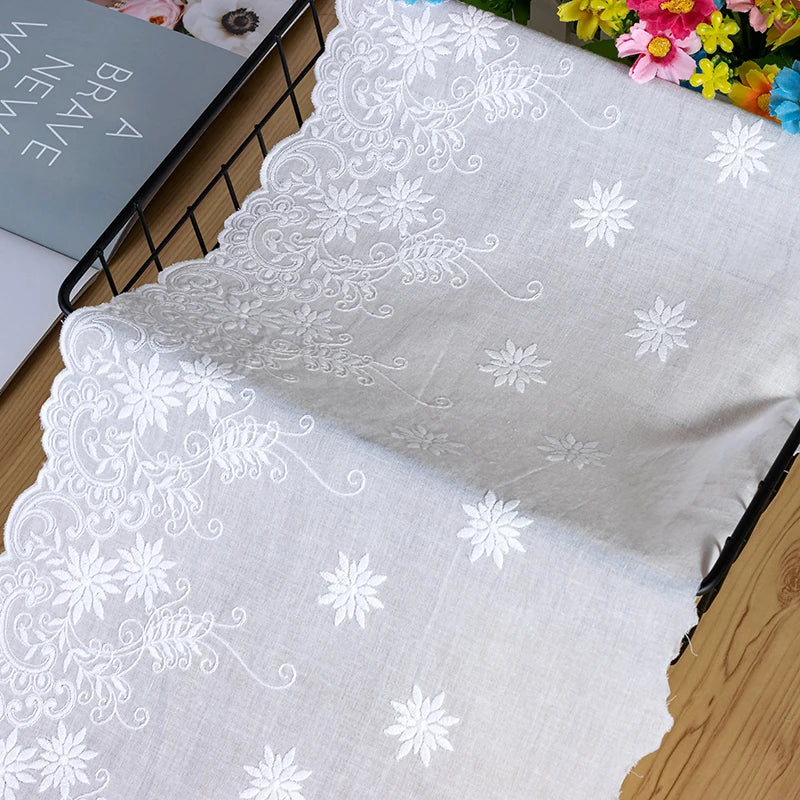 Lace Openwork Cotton Cloth, Embroidery Cloth, Exquisite, Off White, DIY Clothing Accessories, Curtains Width 26cm, 5Yards/Lot