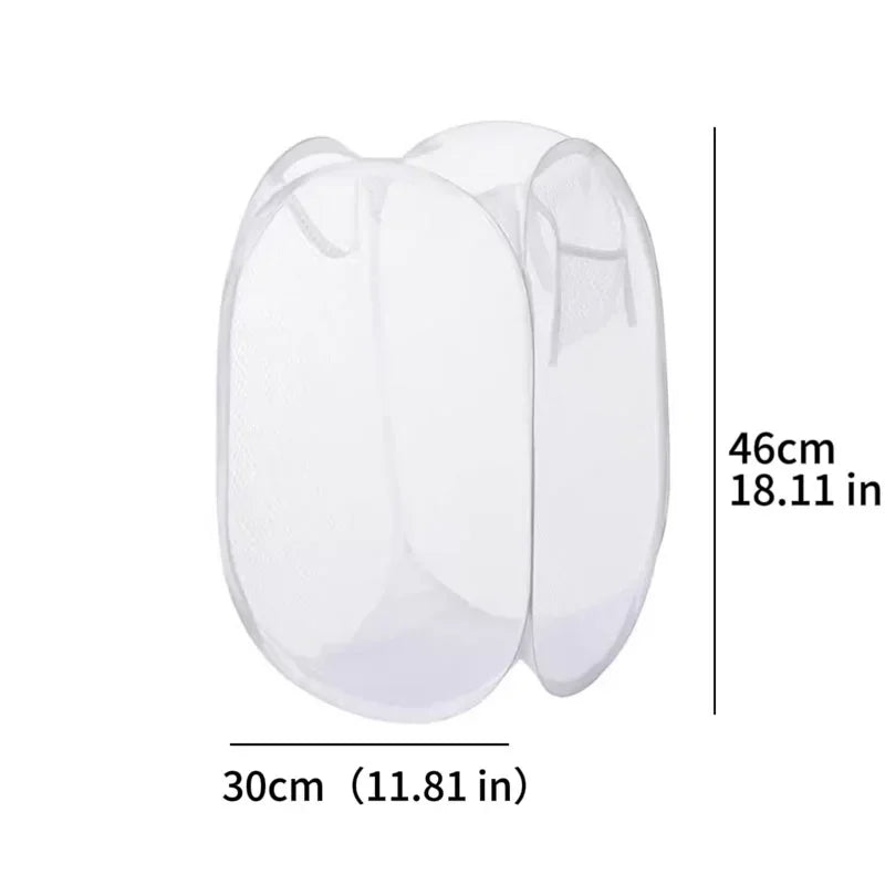 Portable Mesh Pop Up Laundry Hamper Wide Opening Breathable Collapsible Space-Saving Laundry Basket Dorm Travel Bathroom Items
