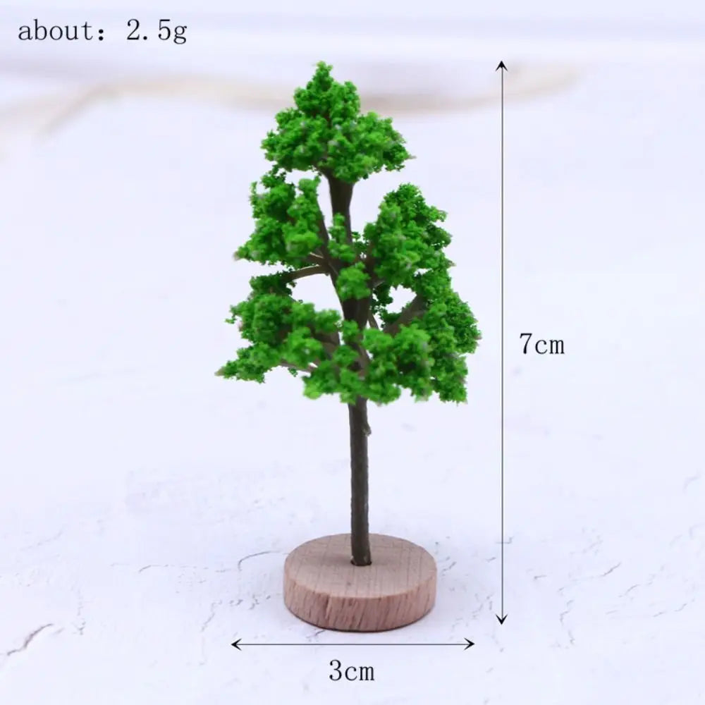 Plastic Model Trees Artificial Moss Rocks/Wooden Base Natural Green Dollhouse Mini Tree Simulation Bonsai Figurine