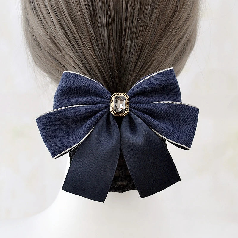 Head Flower Net Bag Professional CCB Postal Nurse Hotel Stewardess Uniform Belt Thin Online Work Tray Hair Net Bag Bow