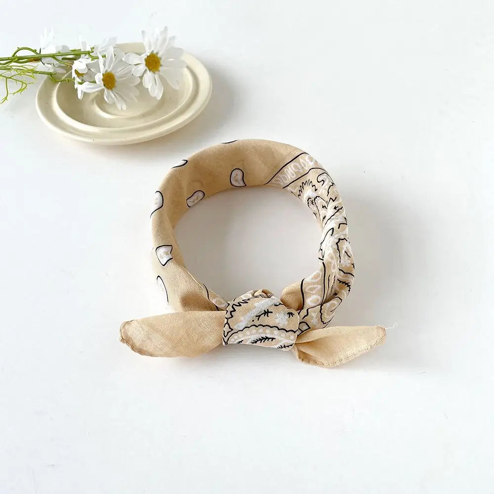Headband Small Square Scarf Triangle Scarf Hip Hop Cashew Nut Print Scarves Scarf Hair Band Cotton and Linen Printed Silk Scarf