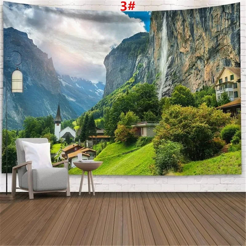 Home Decor Tapestry Beautiful Landscape Sunlight Through Forest  Wall  Sofa Bedroom Dorm