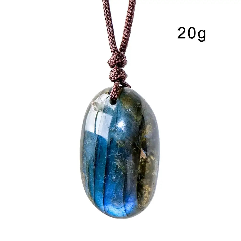 1PCS Natural Labradorite Pendant Necklaces Men Women Energy Quartz Necklaces Stones Ornament Moonstone Home Decoration