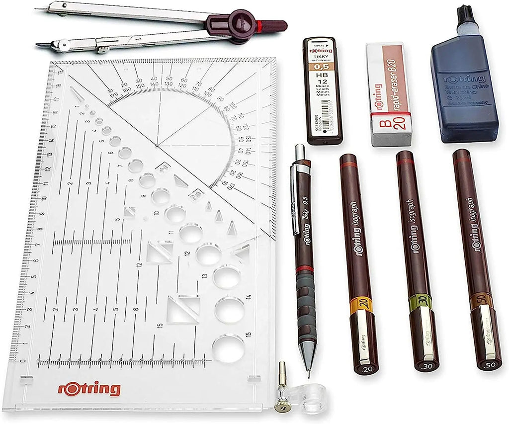 Rotring Technical Pen Junior/College/Master Set Waterproof Architectural Engineer Professional Drawing Design Comics Fineliner