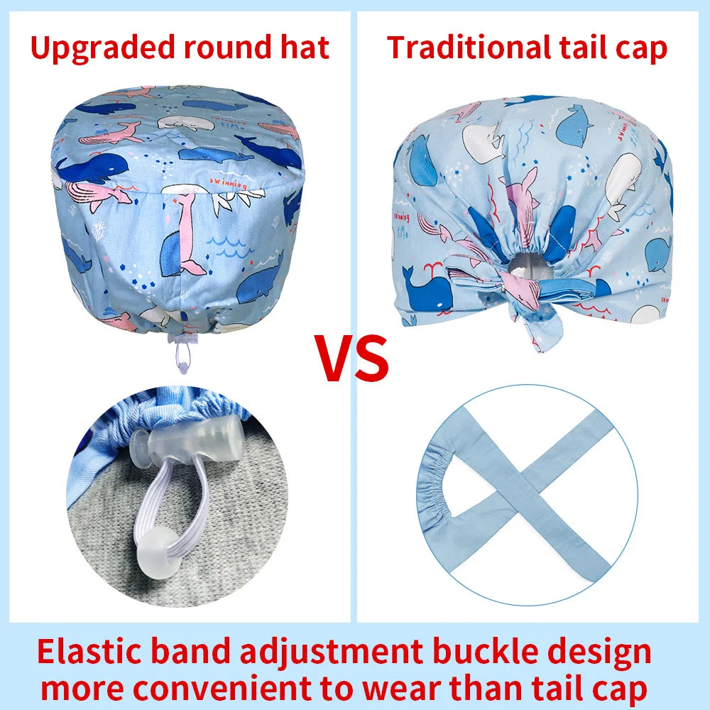 Nurse Scrubs Cap Women Health Workers Frosted Hat Lab Operator Work Cap Beauty Salon Dustjproof Working Hat Adjustable Scrub Cap