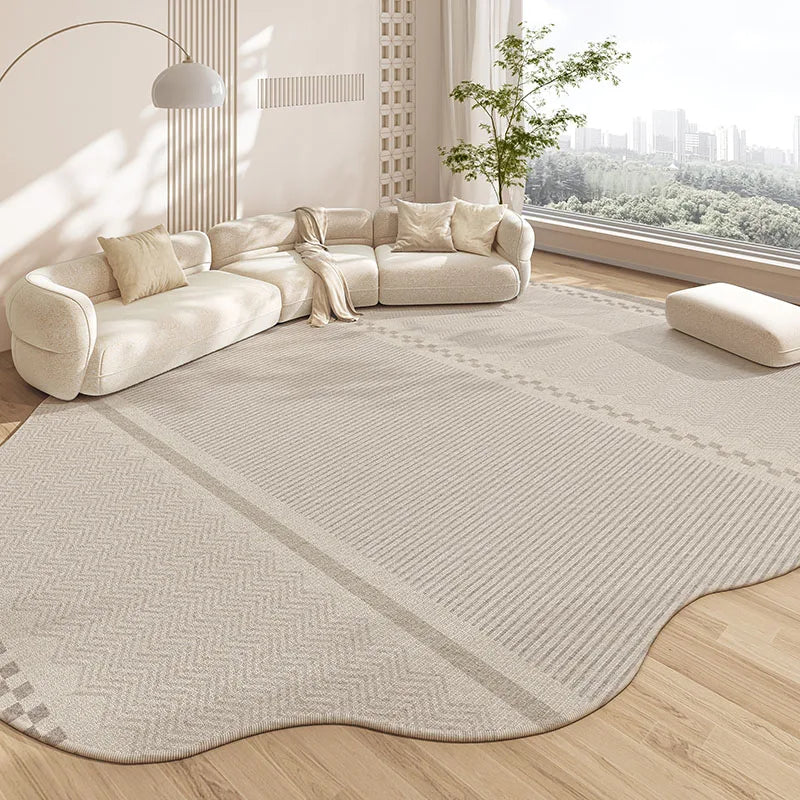 Beige Irregular Carpet Artistic Striped Geometric Rugs Luxury Living Room Decoration Carpets Easy Care Non Slip Bedroom Rug 양탄자