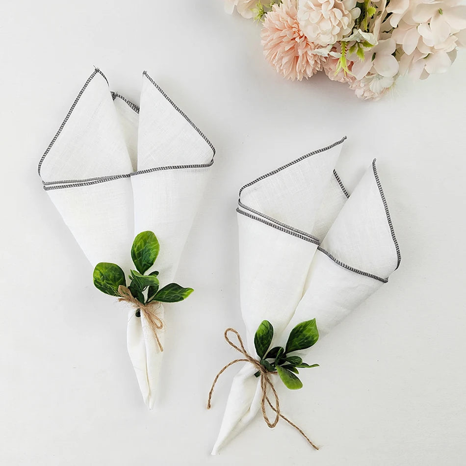 Set Of 4 Pure Linen Napkins Cloths Reusable 40x40cm Soft Comfortable Fabric Kitchen Accessories for Wedding Birthday Parties