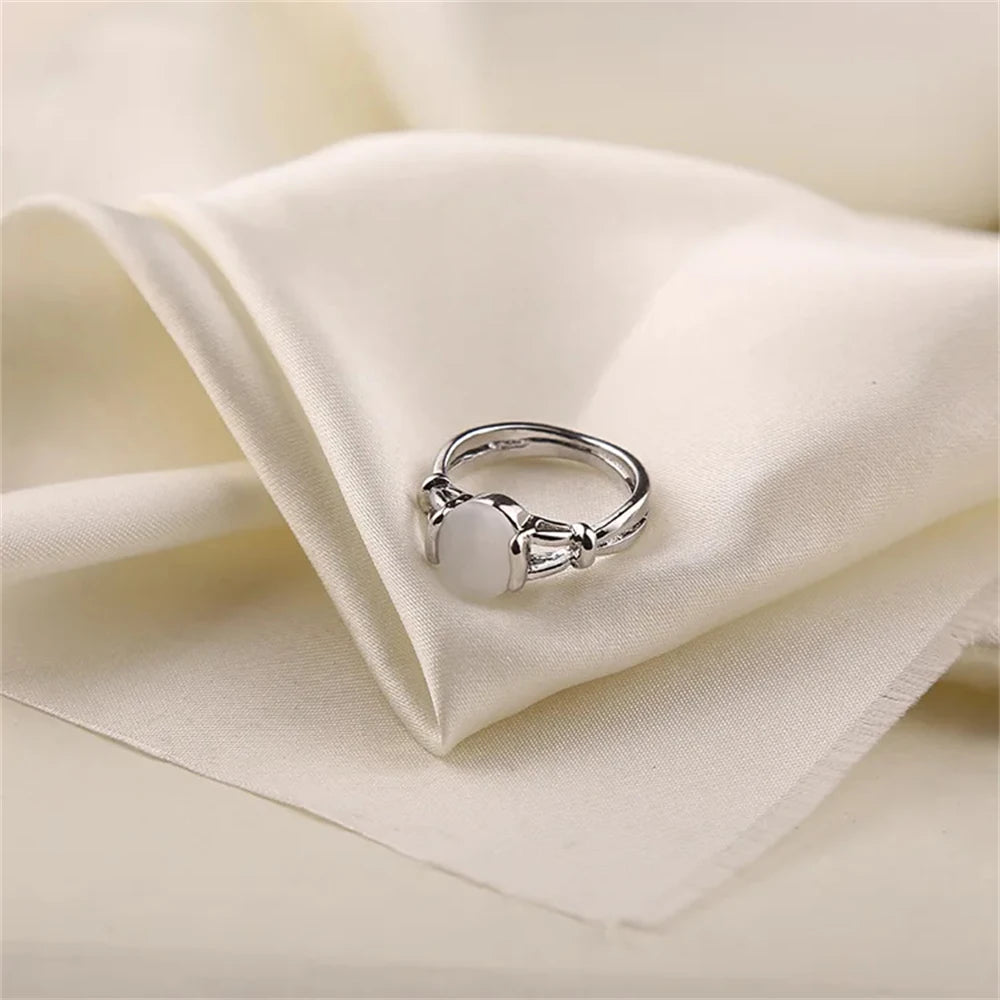 ZRM Fashion Movies Charm Hollow Out Natural Opal Cat Eye Rings The Twilight Bella Moonstone Jewelry For Women Valentine Gifts