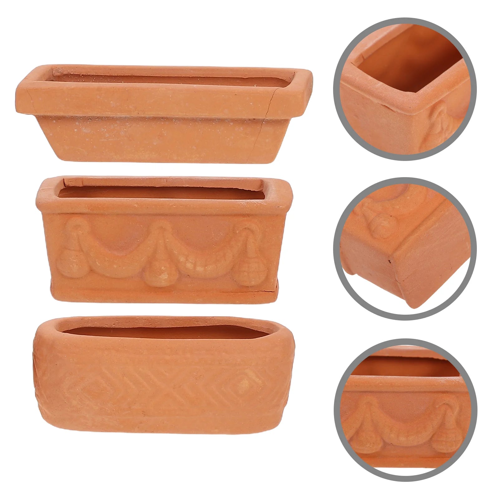 Clay Pots Mini Miniature Flower Bonsai Decorate DIY Garden Planters Brown Terracotta