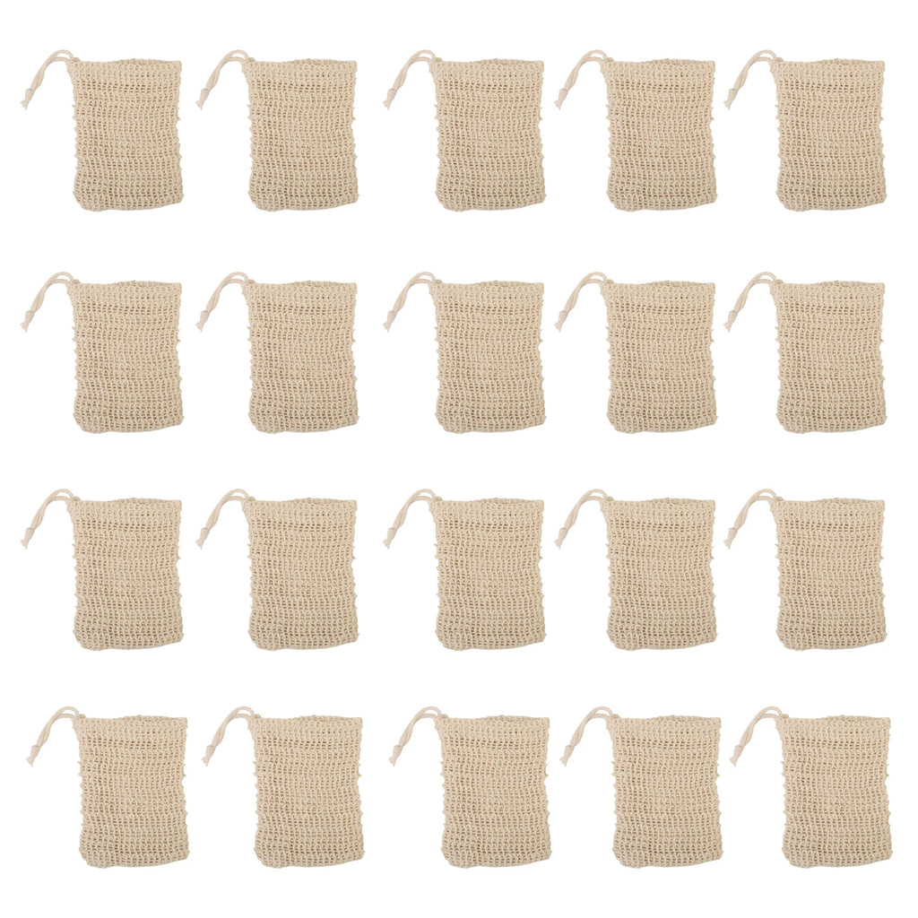 1-20pcs Natural Sisal Soap Bags Shower Bath Exfoliating Soap Saver Pouch Holder for Bath & Shower Use Soap Packaging Mesh Bags ﻿