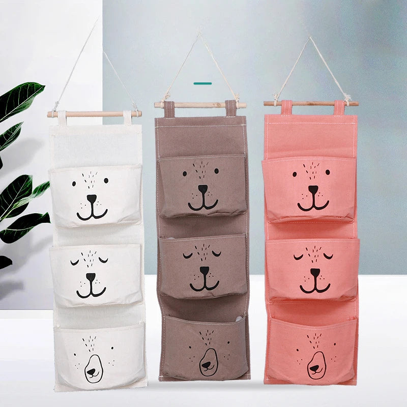 Hanging Storage Bag 3 Pocket Waterproof Hanging Organizer for Dorm Living Room Bathroom Home Fabric Wall Closet Organizer