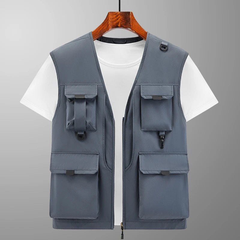 6xl Big Size Multi-Pocket Vest Men Women Outdoor Sporting Fishing Vest Photography Work Clothes 5xl 4xl Casual Cargo Vest Jacket
