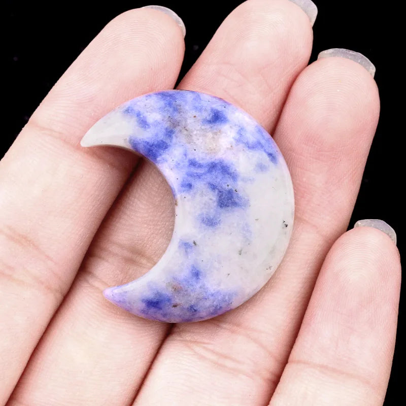1PC Moon Shaped Natural Stones Healing Reiki Crystal 30mm Carved Gemstones for Meditation Balancing  Home Decor