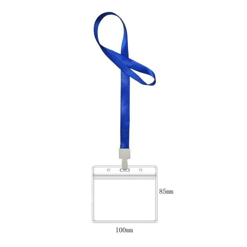 Cards Slots Double-sided Staff Work Card Cover Pass Access Card Holder Name Badge Holder ID Tag Bus Card Sleeve with Lanyard