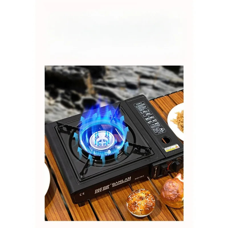 Portable outdoor gas stove, gas stove, commercial camping stove set, household windproof cookware